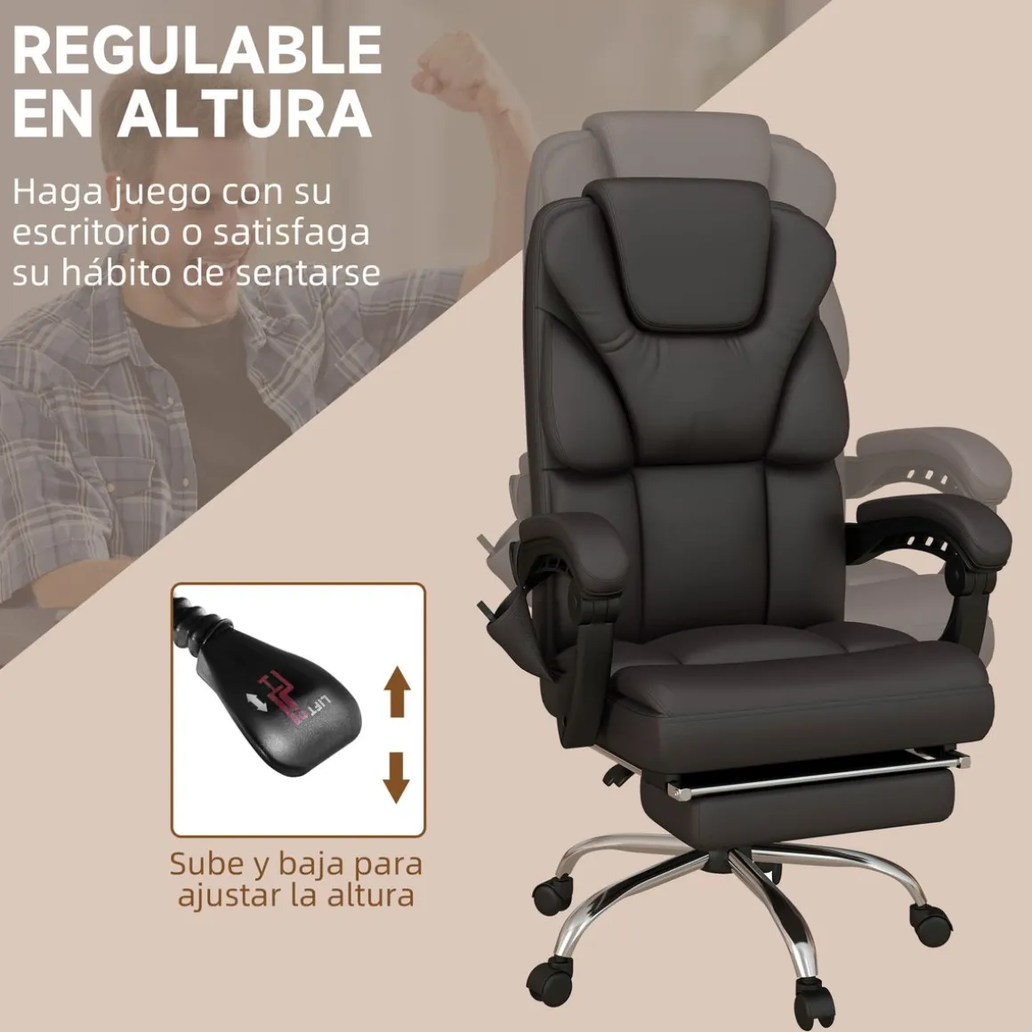 Vinsetto silla de oficina con 6 puntos de masaje silla de escrito