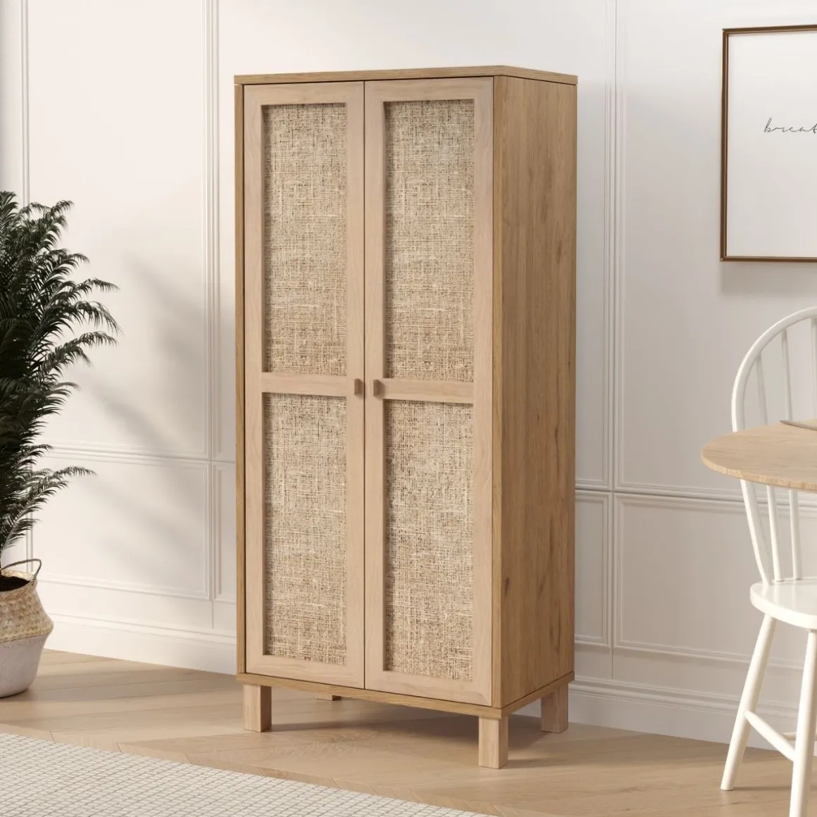 Vitrina Brezo 2 puertas con 5 compartimentos natural 133,6x60x35 cm