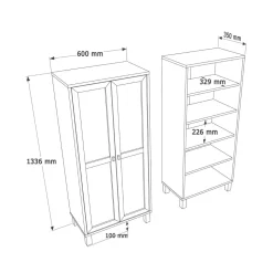 Vitrina Brezo 2 puertas con 5 compartimentos natural 133,6x60x35 cm