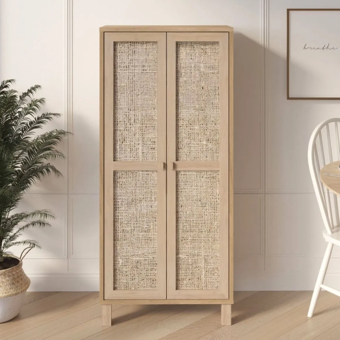Vitrina Brezo 2 puertas con 5 compartimentos natural 133,6x60x35 cm
