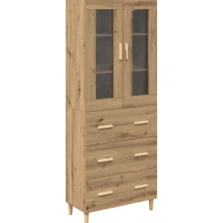 Vitrina Meryem 2 puertas + 3 cajones natural 180x69,5x34 cm