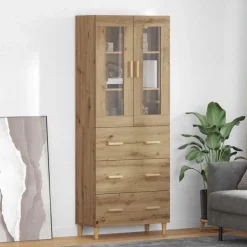 Vitrina Meryem 2 puertas + 3 cajones natural 180x69,5x34 cm
