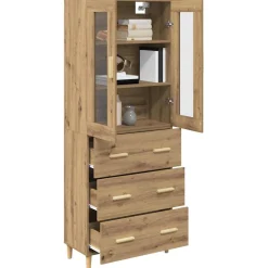 Vitrina Meryem 2 puertas + 3 cajones natural 180x69,5x34 cm