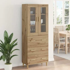 Vitrina Meryem 2 puertas + 3 cajones natural 180x69,5x34 cm