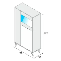 Vitrina Relax Plus 3 puertas apertura push 142x77x33 cm