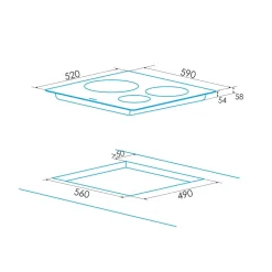 Vitrocerámica Edesa EVT6328R 5700W 3 fuegos 9 potencias negro 59 cm