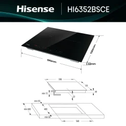 Vitrocerámica Hisense HI6352BSCE 7400W 5 fuegos negro 60 cm