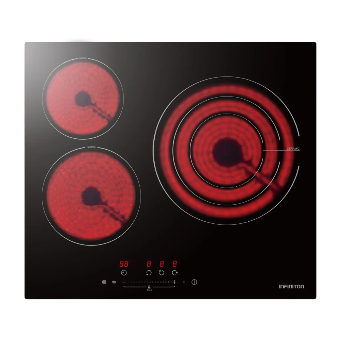 Vitrocerámica Infiniton VIT3N30 3 zonas 9 potencias negro 60 cm