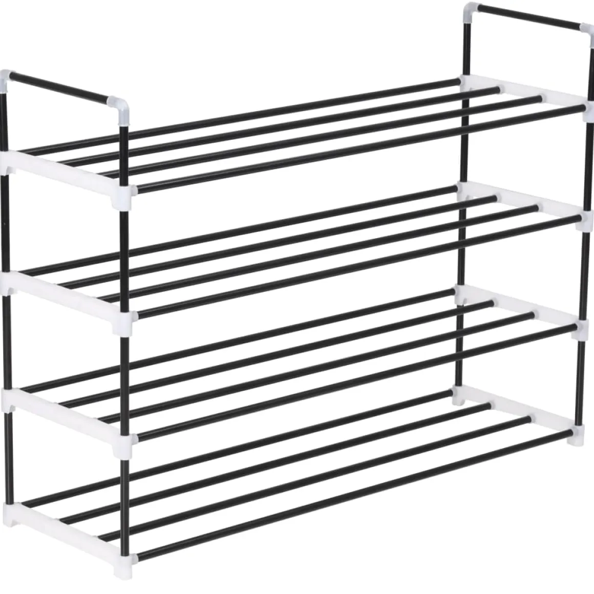 Zapatero 4 estantes estructura tubular negro 74x91x29 cm