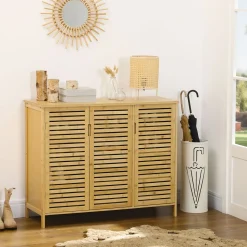 Zapatero Akira Homcom 3 puertas natural 80x100x35 cm