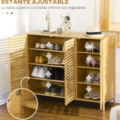 Zapatero Akira Homcom 3 puertas natural 80x100x35 cm