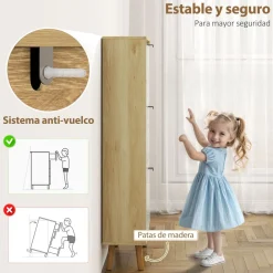 Zapatero Axis Homcom puertas abatibles blanco/natural 91x60x24 cm
