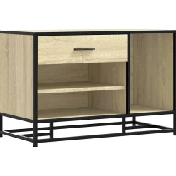 Zapatero Bench banco con cajón y compartimentos natural/negro 53,5x80x40 cm