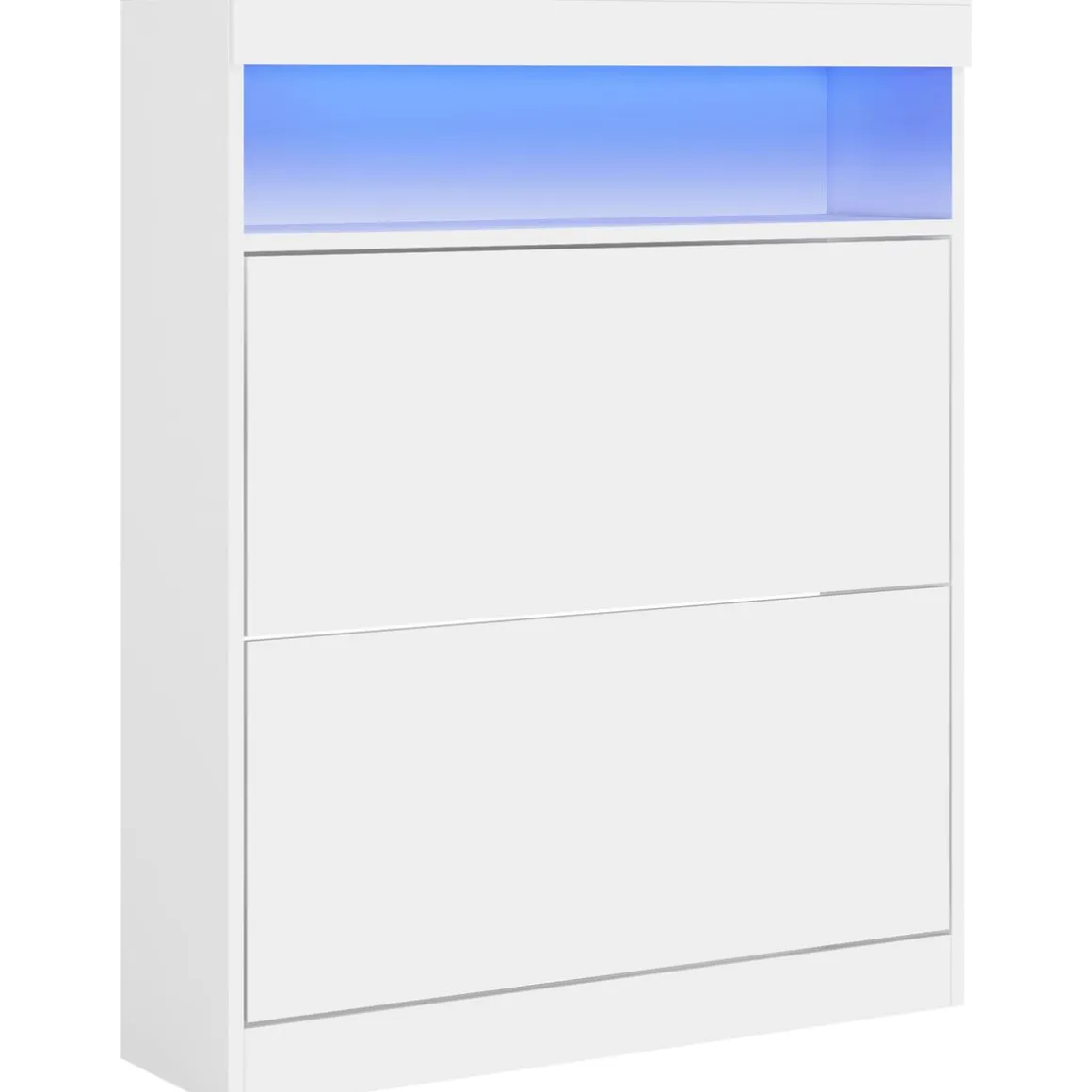 Zapatero Bereh Homcom luces LED + 2 cajones abatibles blanco brillo 99,5x80x34 cm
