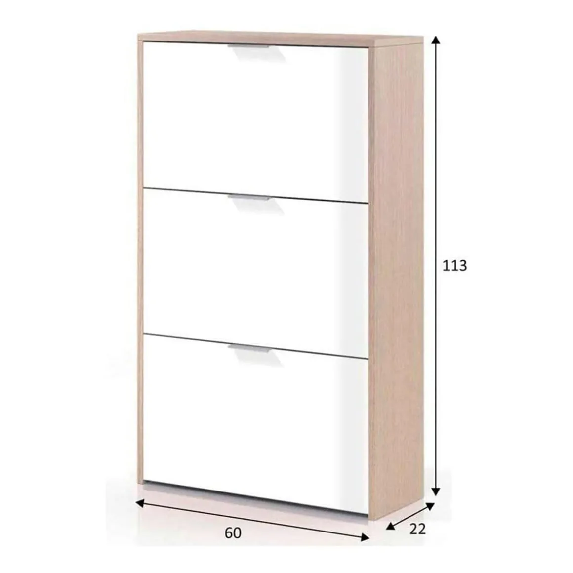 Zapatero Caprizzio 3 puertas roble/blanco 113x60x22 cm