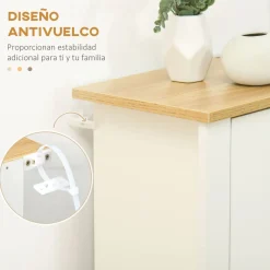 Zapatero Carmelo Homcom 3 cajones abatibles blanco/natural 112x72x26 cm
