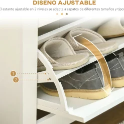 Zapatero Carmelo Homcom 3 cajones abatibles blanco/natural 112x72x26 cm