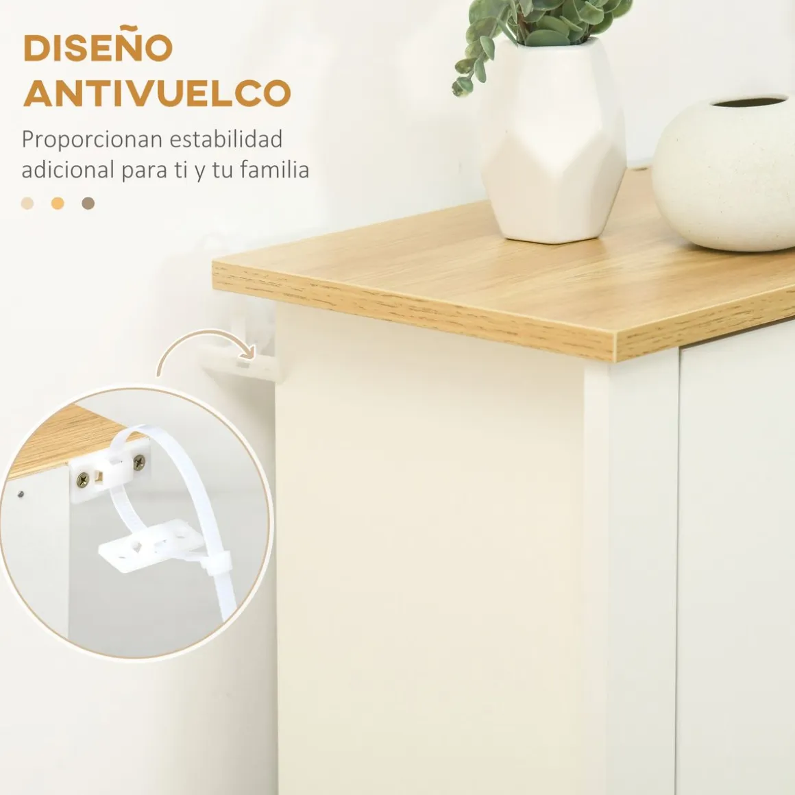 Zapatero Carmen Homcom 2 cajones abatibles blanco/natural 80x72x26 cm