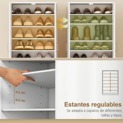 Zapatero Colibrí Homcom 6 estantes interiores 14 pares blanco 108x55x35 cm