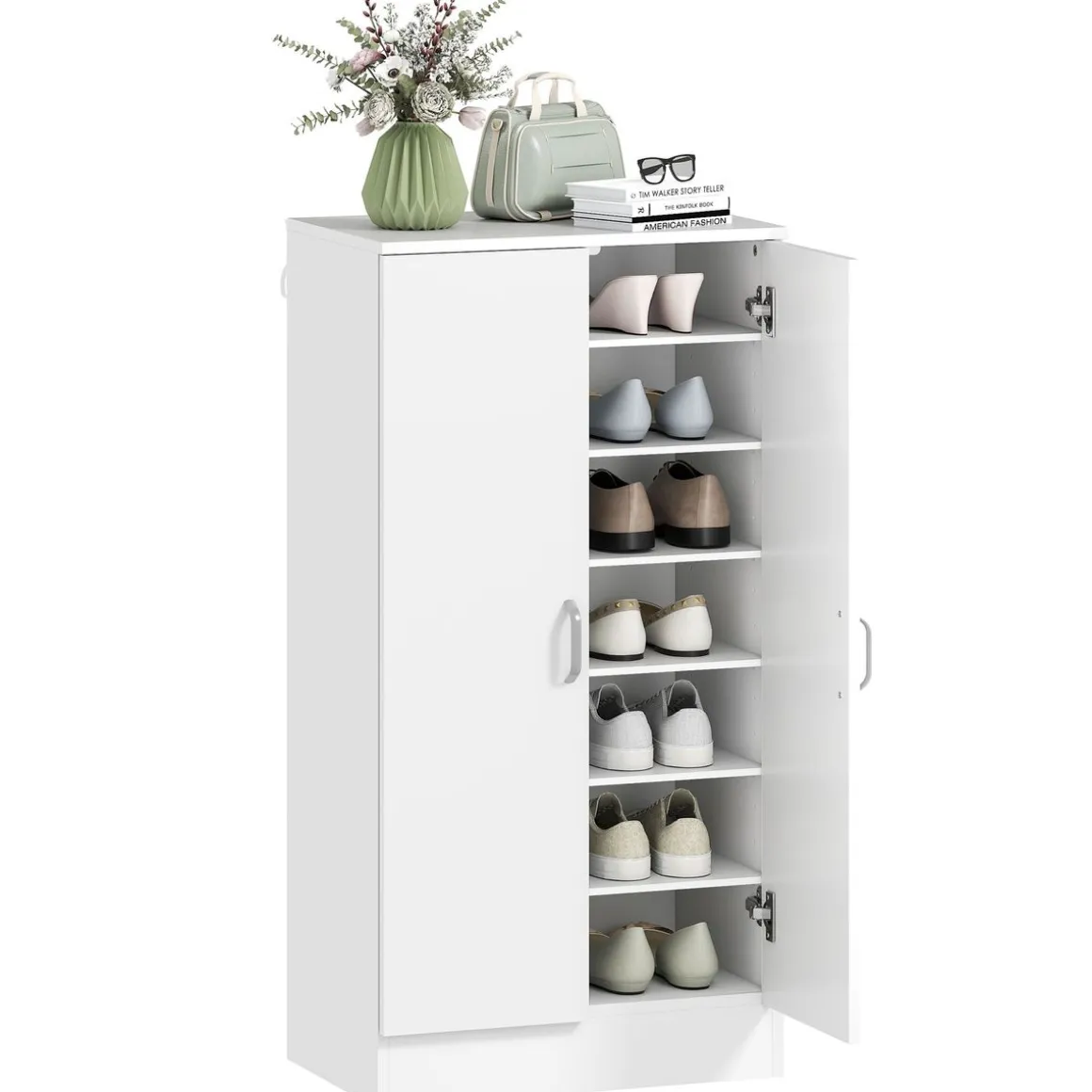 Zapatero Colibrí Homcom 6 estantes interiores 14 pares blanco 108x55x35 cm