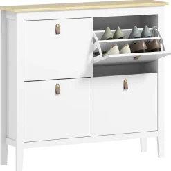 Zapatero Colibrí Homcom puertas abatibles blanco/natural