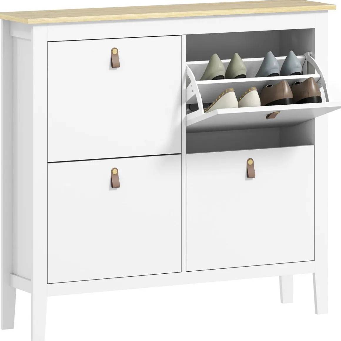 Zapatero Colibrí Homcom puertas abatibles blanco/natural