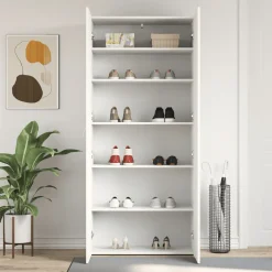 Zapatero Copo 2 puertas 6 compartimentos blanco 180x80x35,5 cm