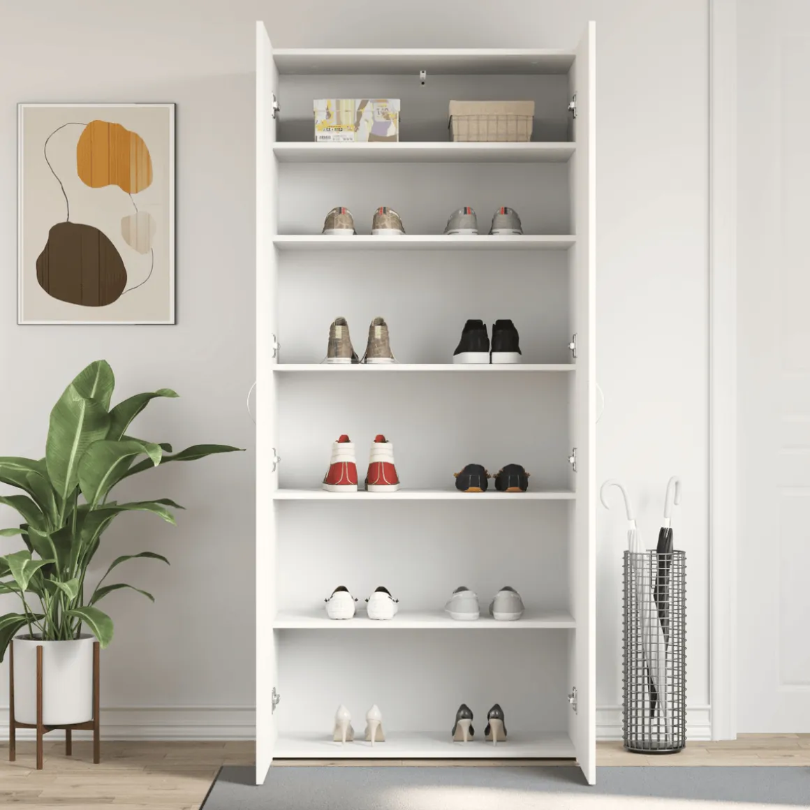 Zapatero Copo 2 puertas 6 compartimentos blanco 180x80x35,5 cm