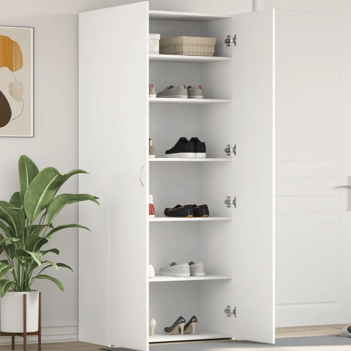 Zapatero Copo 2 puertas 6 compartimentos blanco 180x80x35,5 cm