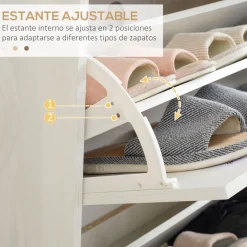 Zapatero Dolo Homcom 3 cajones abatibles 12 pares blanco 122x70x23,5 cm