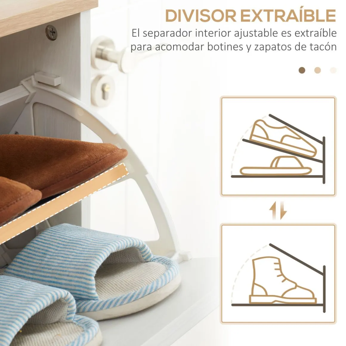 Zapatero Dolo Homcom 3 cajones abatibles 12 pares blanco 122x70x23,5 cm
