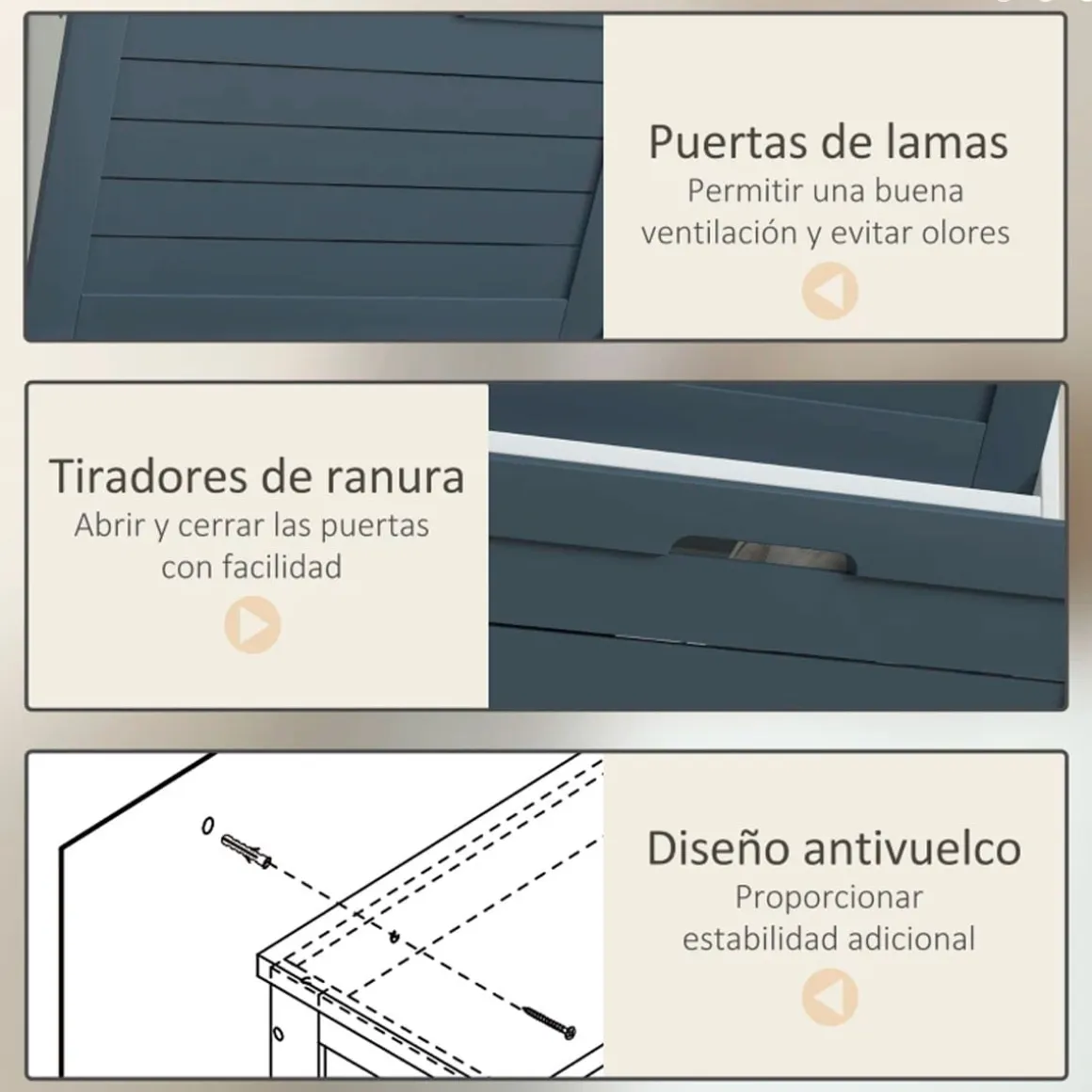 Zapatero Elisa 3 puertas capacidad 6 pares blanco/grafito 108,5x53x18 cm