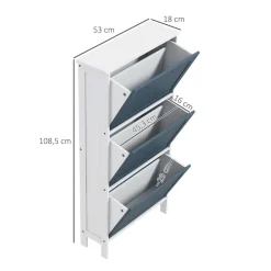 Zapatero Elisa 3 puertas capacidad 6 pares blanco/grafito 108,5x53x18 cm