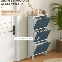 Zapatero Elisa 3 puertas capacidad 6 pares blanco/grafito 108,5x53x18 cm
