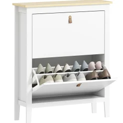 Zapatero Emile Homcom 2 compartimentos blanco 95,5x80x24 cm