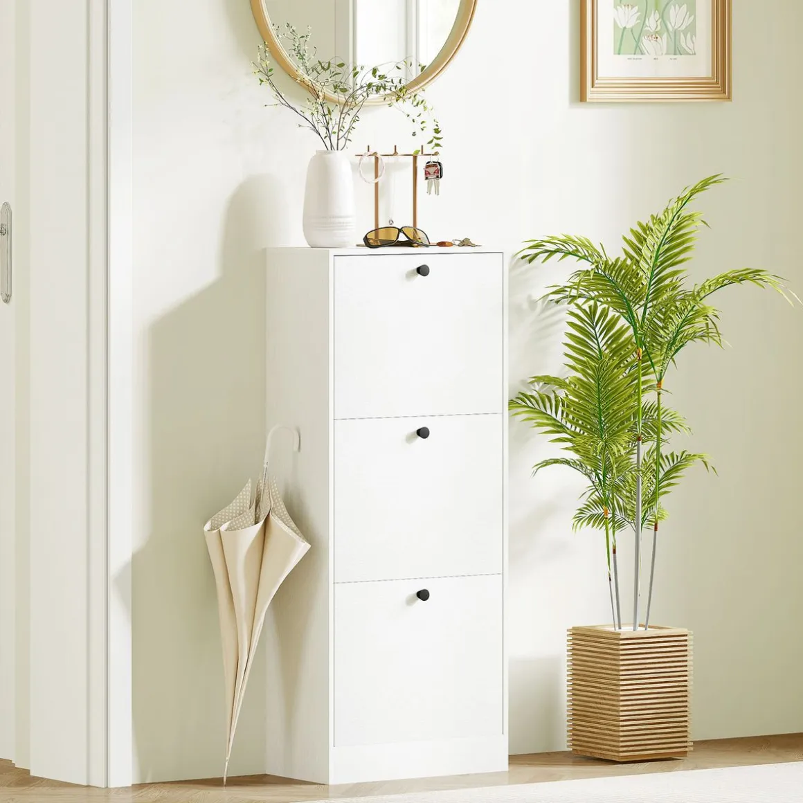 Zapatero Emue Homcom de 3 cajones blanco 115x47x28 cm