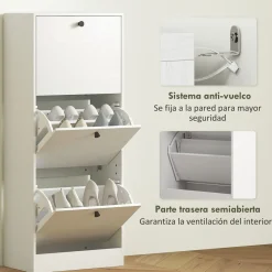 Zapatero Emue Homcom de 3 cajones blanco 115x47x28 cm
