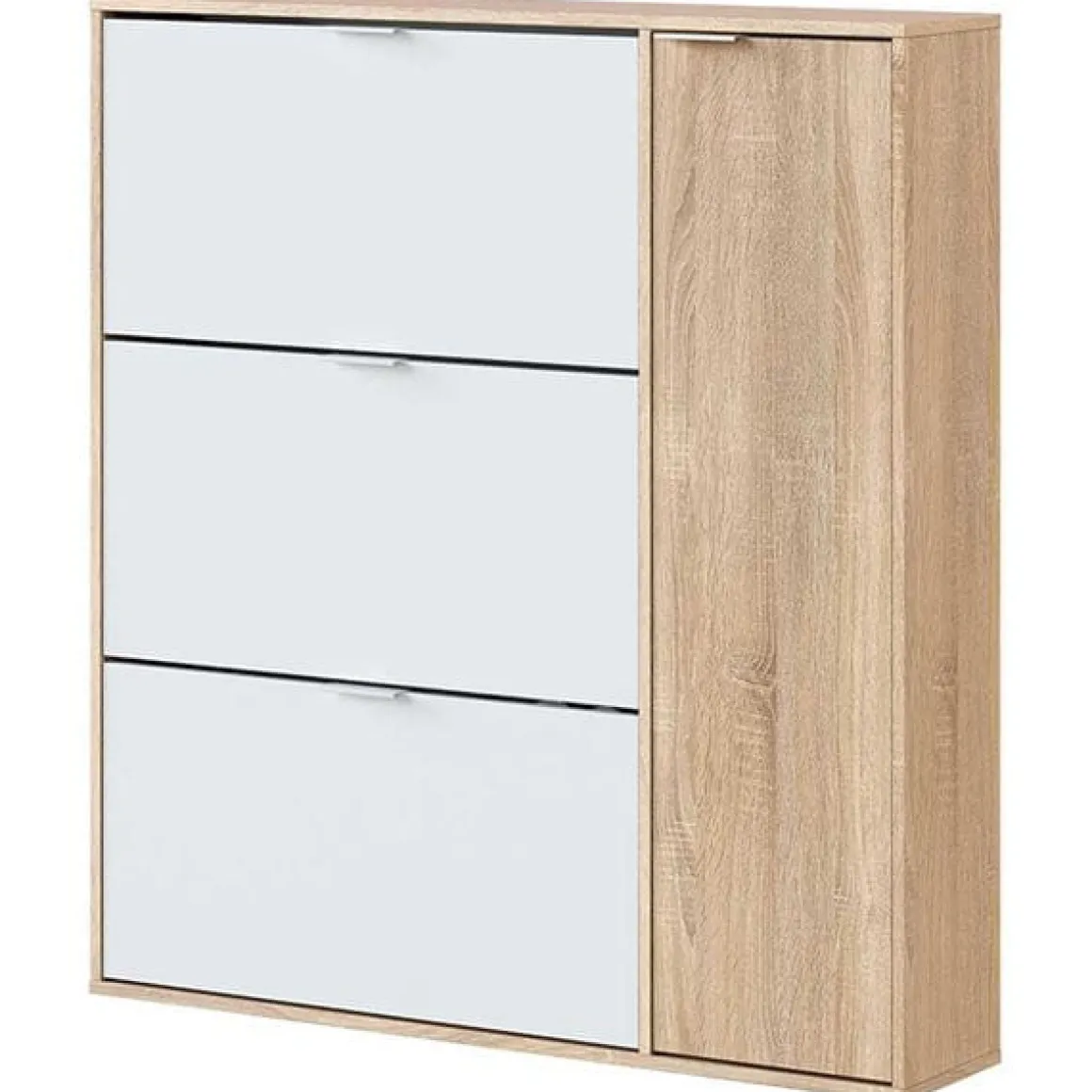 Zapatero Fifo 4 puertas roble canadian/blanco 115x106x22 cm