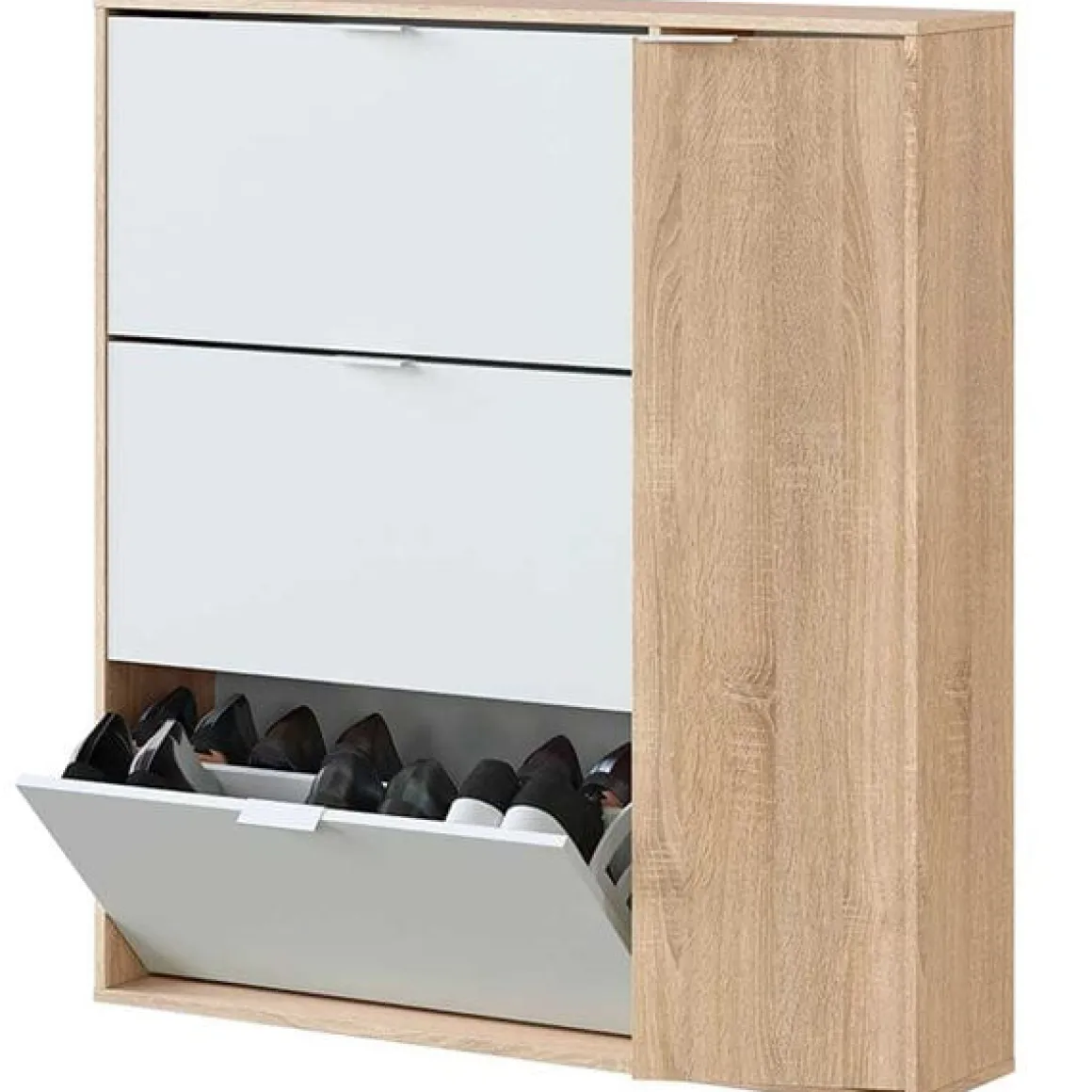Zapatero Fifo 4 puertas roble canadian/blanco 115x106x22 cm