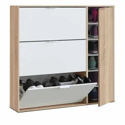 Zapatero Fifo 4 puertas roble canadian/blanco 115x106x22 cm