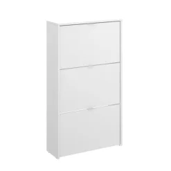 Zapatero Jazz con 3 puertas abatibles blanco brillo 113x61x25 cm