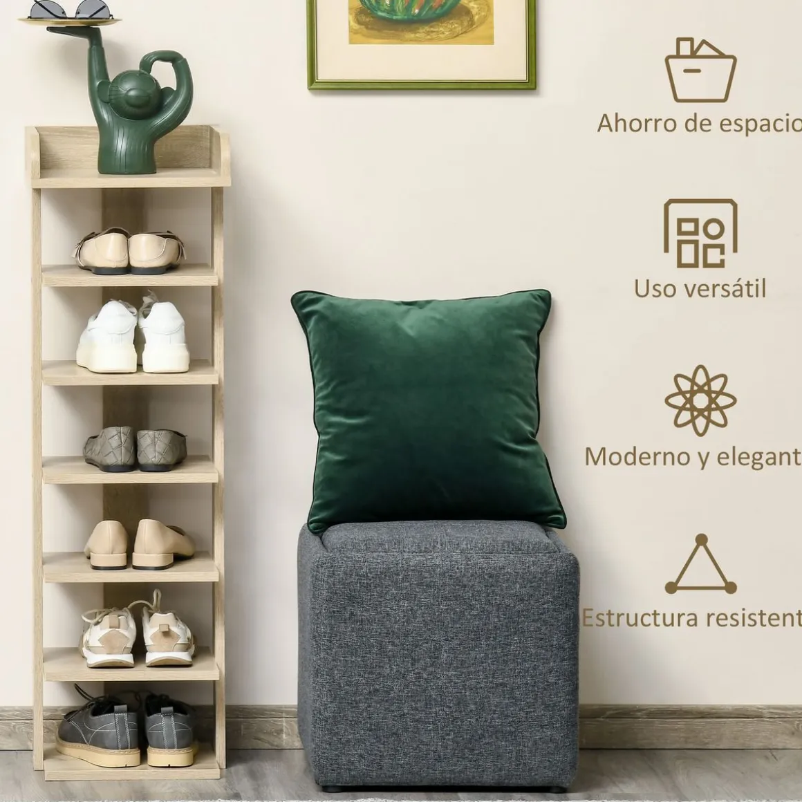 Zapatero Kaori Homcom 7 niveles 6 pares natural 104x32x30 cm