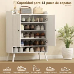 Zapatero Klein Homcom 2 puertas con baldas ajustables blanco 97x35x75 cm
