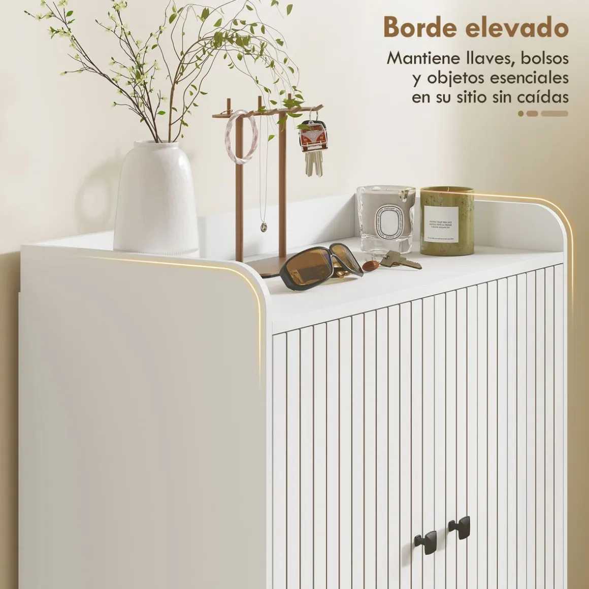 Zapatero Klein Homcom 2 puertas con baldas ajustables blanco 97x35x75 cm