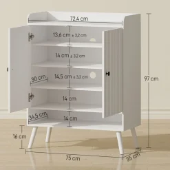 Zapatero Klein Homcom 2 puertas con baldas ajustables blanco 97x35x75 cm