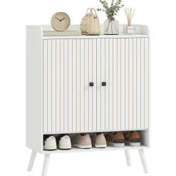 Zapatero Klein Homcom 2 puertas con baldas ajustables blanco 97x35x75 cm