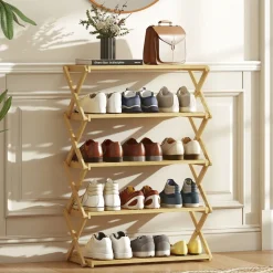 Zapatero Leslie Homcom diseño plegable natural
