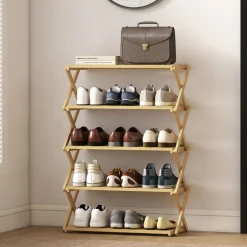 Zapatero Leslie Homcom diseño plegable natural