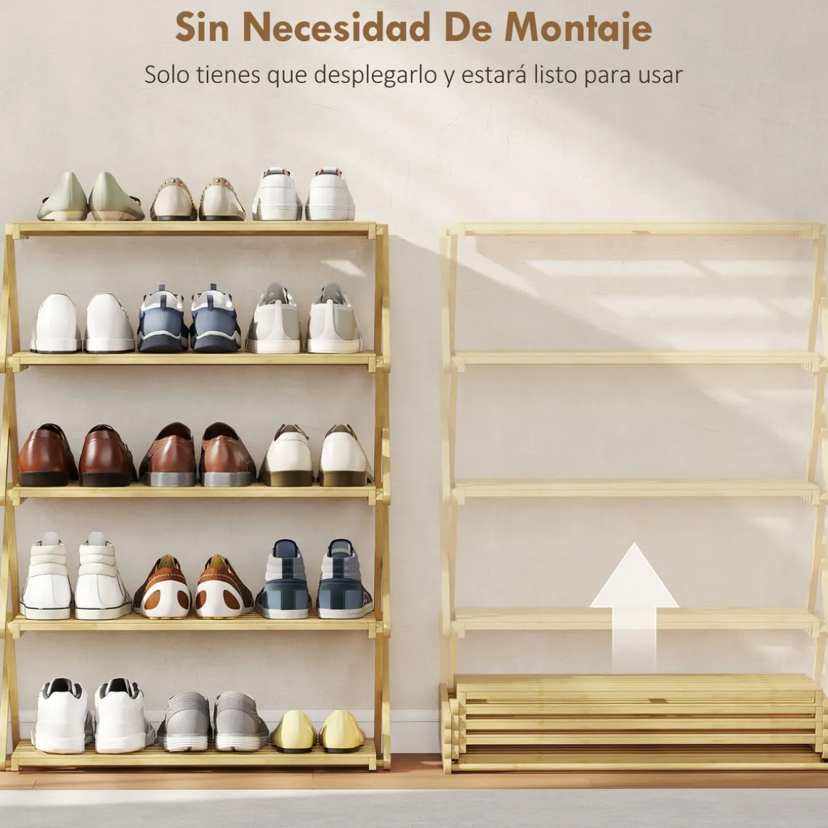 Zapatero Leslie Homcom diseño plegable natural