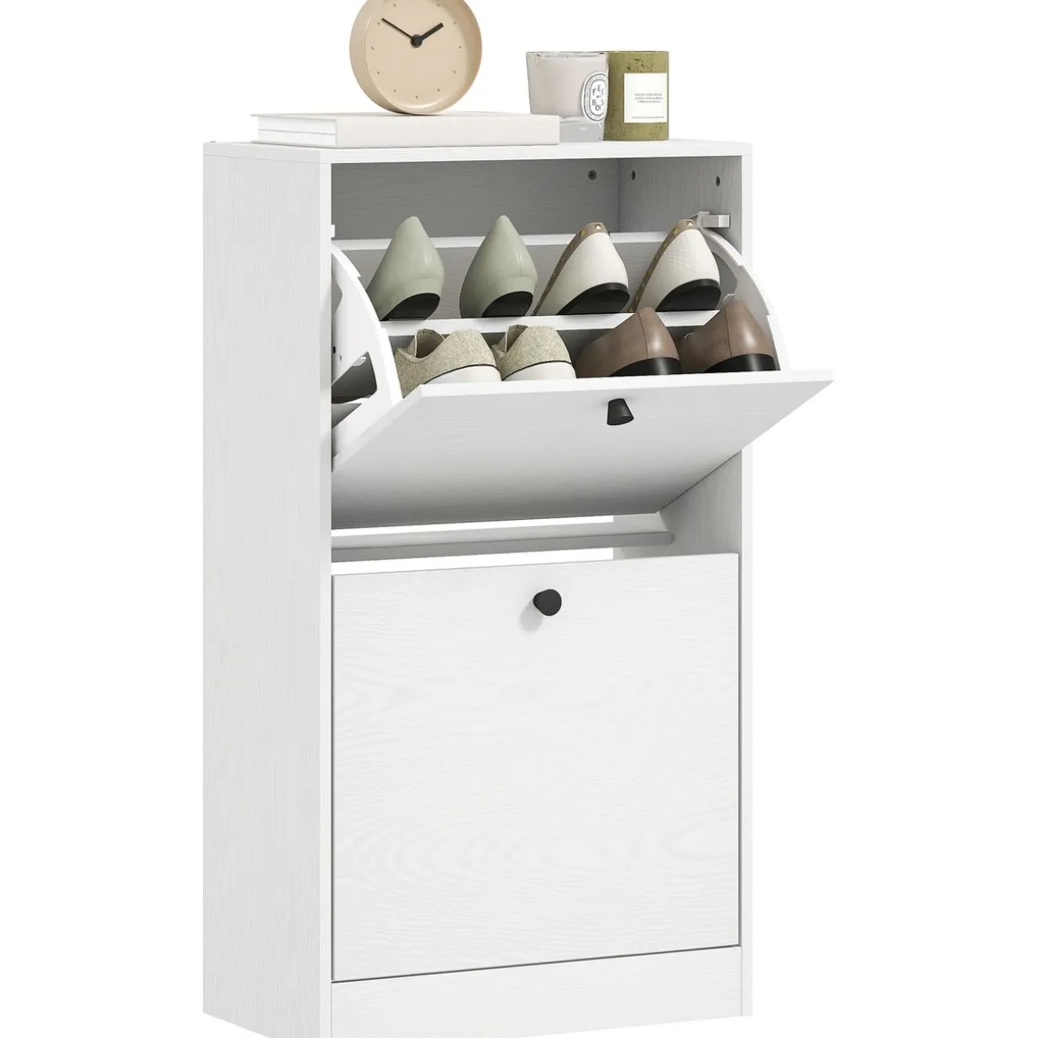 Zapatero Loir Homcom de 2 cajones blanco 85x47x26 cm